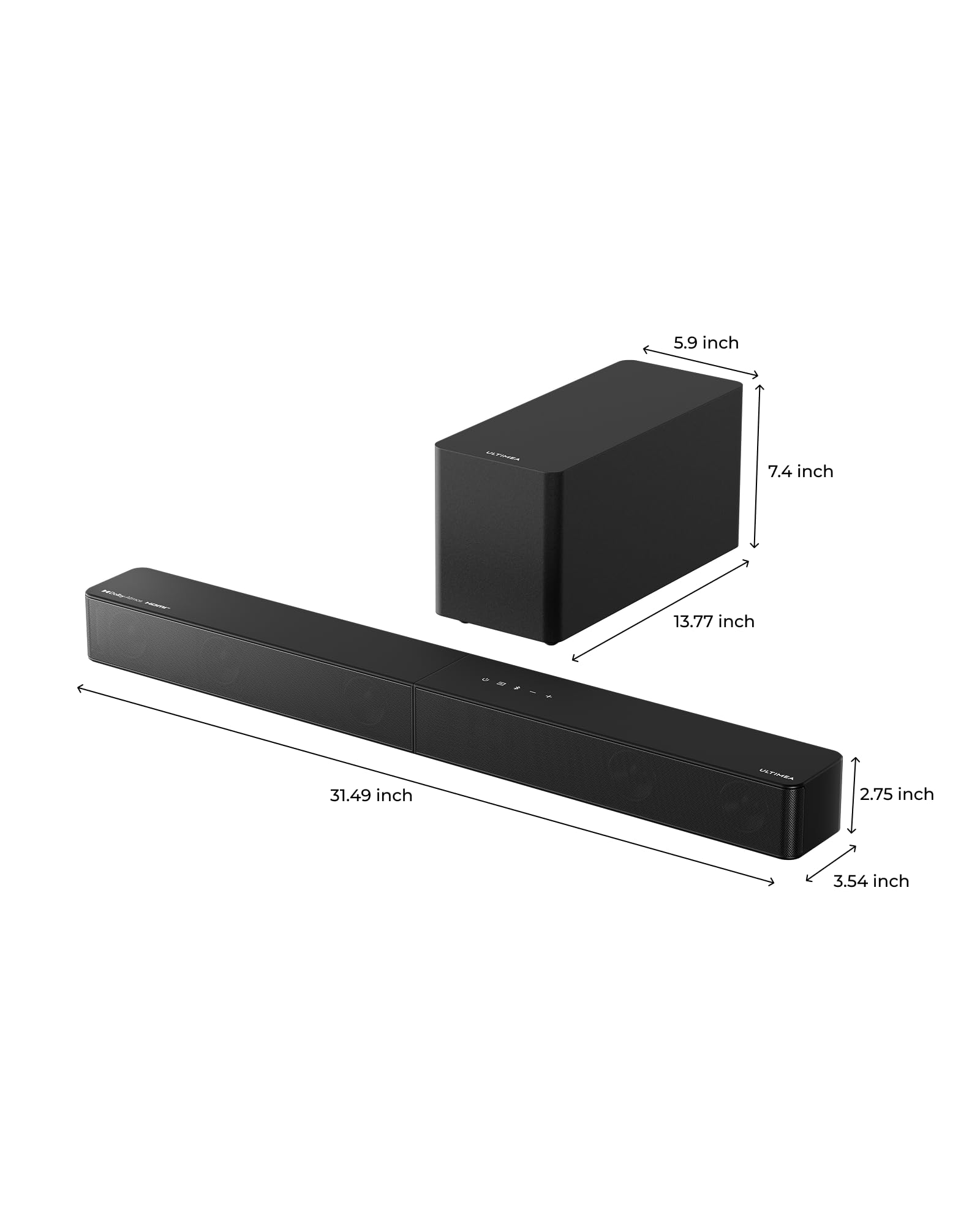 ULTIMEA 5.1CH Surround Sound Bar with Subwoofer, Dolby Atmos, VoiceMX, BassMX, APP, 300W Soundbar for Smart TV, Home Theater Surround Sound System for TV, BT 5.4, Poseidon M60 (2025 Model)