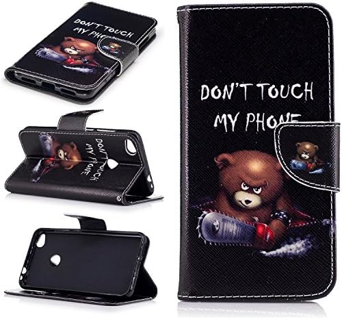 Huawei P8 Lite 2017/ Huawei Honor 8 Lite Case - Ticase Premium PU Leather Wallet Case [Stand Function] [Card Slots] Shockproof Case Flip Cover for Huawei P8 Lite 2017 - Angry Bear