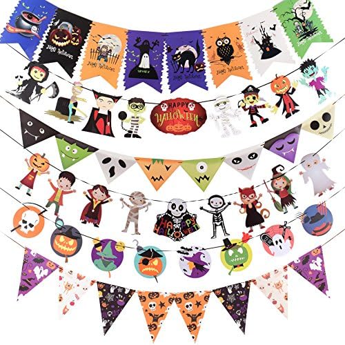 Happy Halloween Banners 6 Packs in 1 Paper Halloween Décor for Home Garden Outdoor Kitchen School Market Office &amp; Party Decorations