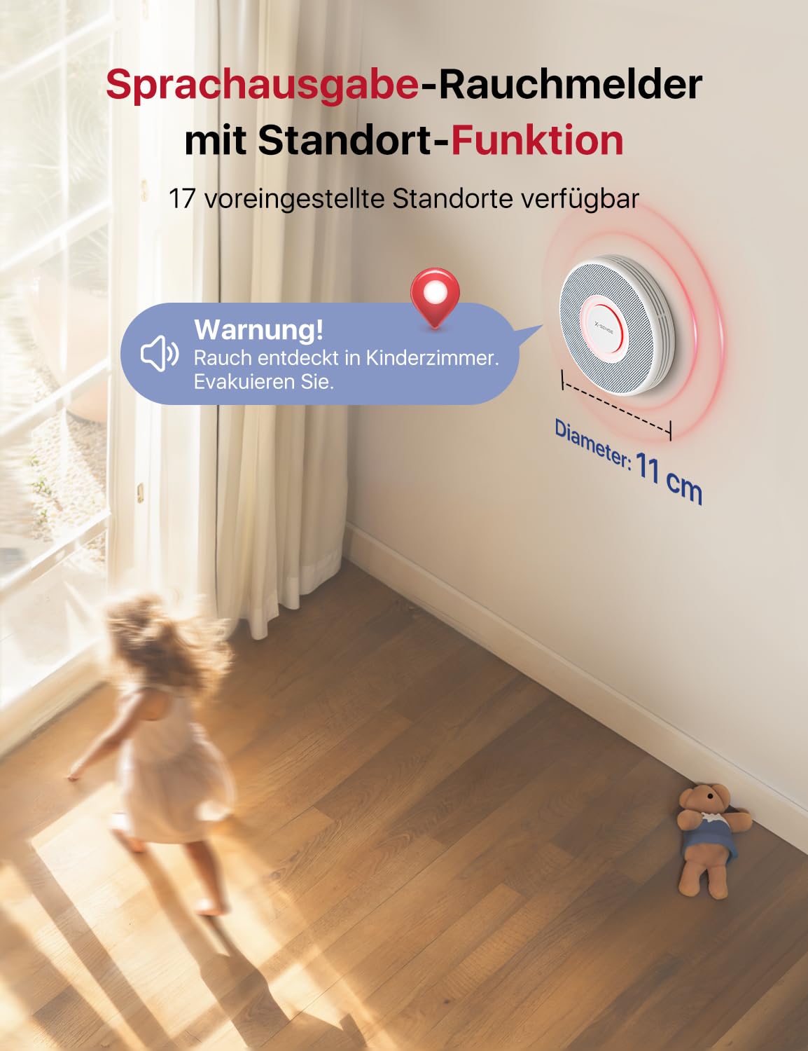 X-Sense Smarter Rauchmelder WLAN mit Sprachausgabe und 17 Standorten, Feuermelder, Rauchmelder vernetzt, 33 mm, Brandmelder mit SBS50 Basisstation, XS0B-MR241, 24 Stück 3