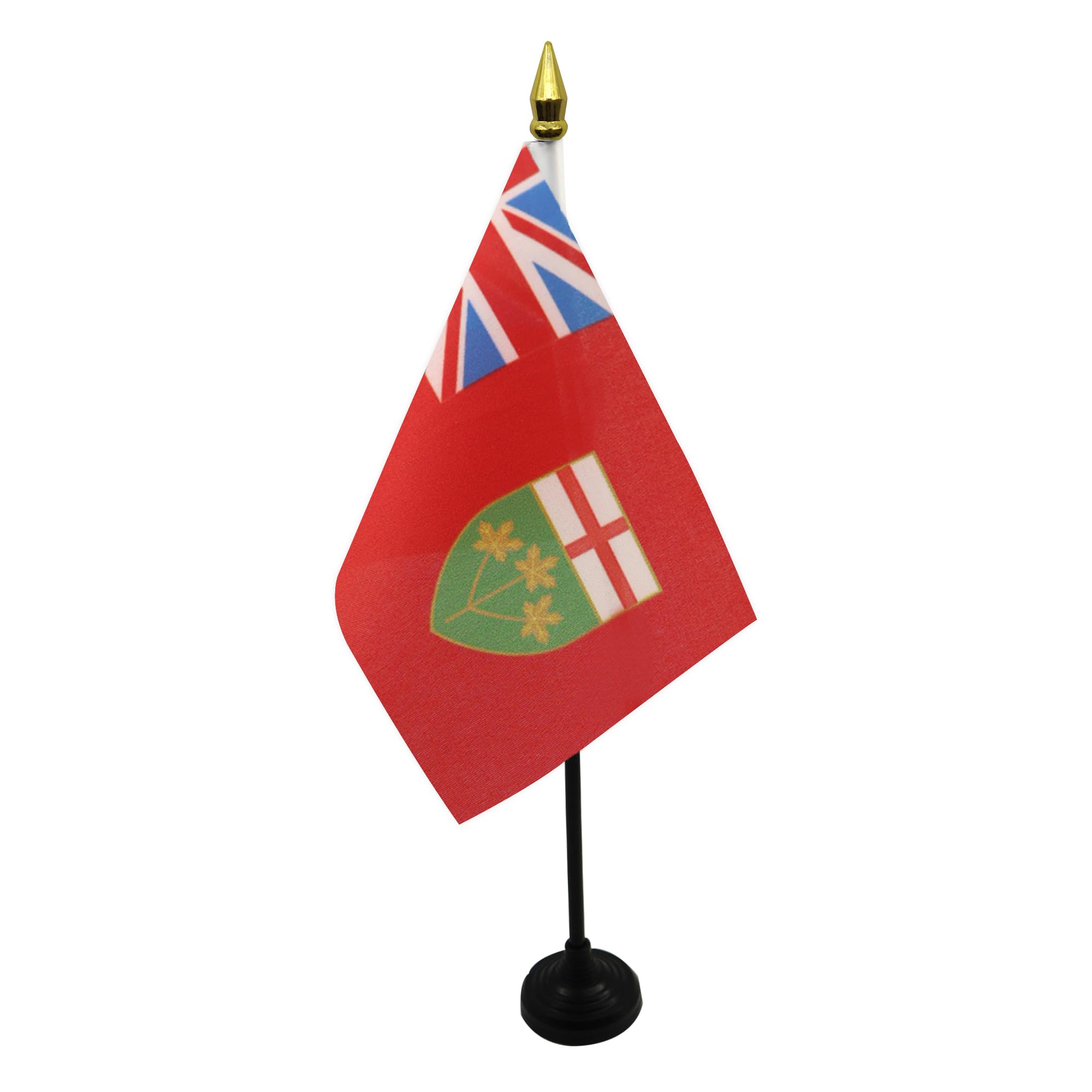 AZ FLAG - Ontario Table Flag 4'' x 6'' - Canadian region of Ontario Mini Desk Flag 100% Polyester 15 x 10 cm - Office Mini Banner with 10'' Pole - Golden Spear
