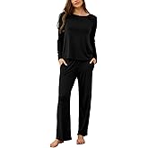 GYS Bamboo Viscose Womens Pajamas Set Long Sleeve Crew Neck Sleep Set