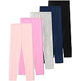 Fulako Girls Leggings Cotton Leggings Basic Girls' Pants for Kids Toddler Teens Soft Footless Pull On Pants Multipack 2T-14Y