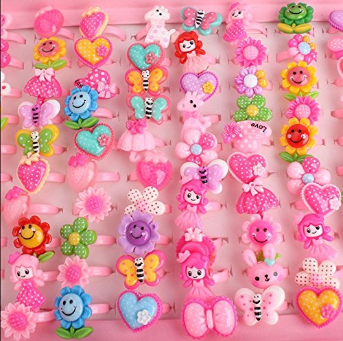 Set-of-30pcs-Mixed-Assorted-Flower-Animal-Heart-Cartoon-GirlS-Baby-Kids-Children-Rings