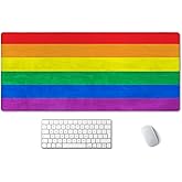 SSOIU Extended Gaming Mouse Pad (35.5x15.7 in), Large Non-Slip Rubber Base Mousepad with Stitched Edges, Waterproof Keyboard Mouse Mat Desk Pad for Work, Game, Office, Home - LGBT Colored Flag of Gay