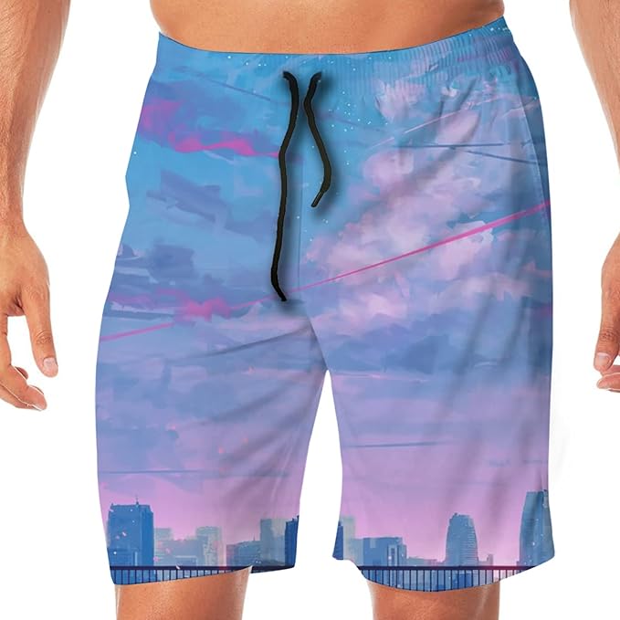 Sky Men's Beach Pants Mans Beach Pants Summer Cool Sweatpants Quick Dry Swimwear White