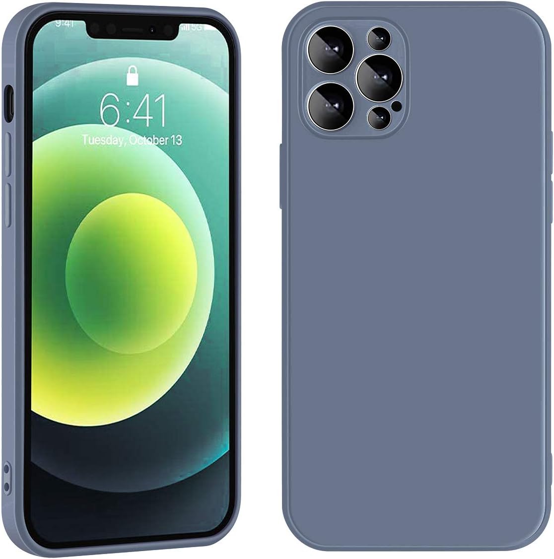 Manducary Liquid Silicone Case Compatible with iPhone 12/Mini/Pro/Max (2020), Gel Rubber Full Body Protection Cover Case Drop Protection Case (Lavender Grey,iPhone 12 pro)