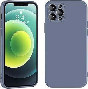 Manducary Liquid Silicone Case Compatible with iPhone 12/Mini/Pro/Max (2020), Gel Rubber Full Body Protection Cover Case Drop Protection Case (Lavender Grey,iPhone 12 pro)