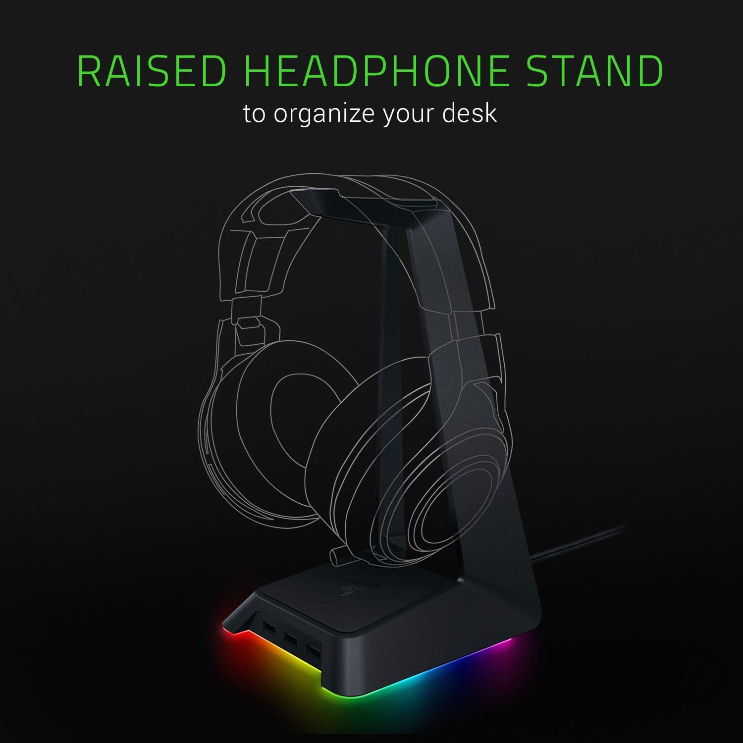 Razer Kraken Gaming Headset + RGB Headset Stand Bundle: Black: Computers & Accessories