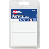 Avery&reg; Multi-Use Permanent Labels, 1.5" x 2.75", White, Non-Printable, 76 Blank Labels Total (6117)