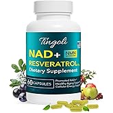 NAD+ Resveratrol Supplement with Quercetin – NMN Alternative for Cellular Energy Support, Focus & Healthy Aging – High Potency 500mg NAD+ Formula, Vegan, Non-GMO, Gluten-Free, Made in USA, 60 Capsules
