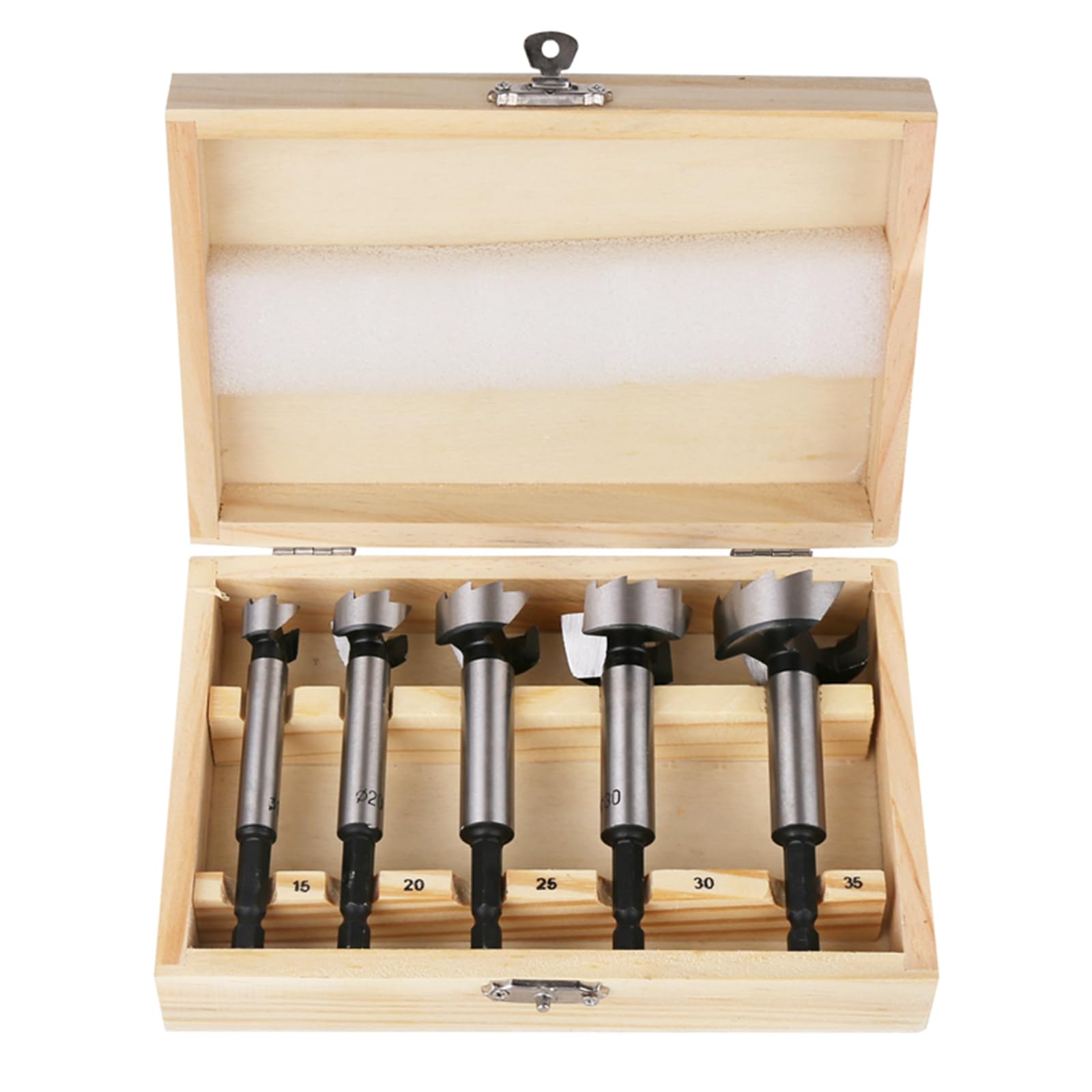 Vearter 5PCS/Set 15/20/25/30/35mm 6.35mm Hex Shank Forstner Boring Drill Bits Kit Woodworking Self Centering Hole Saw Tool…