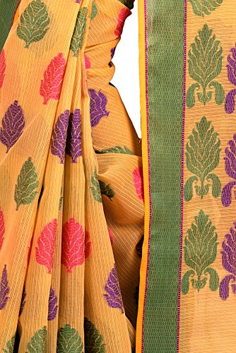 Chandrakala Women's Cotton Banarasi Saree with Blousepiece - Image 9