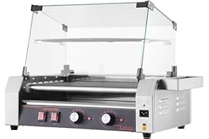 Uargd Hot Dog Roller Machine, 18 Hot Dog Capacity with 7 Rollers, Stainless Steel Sausage Grill Cooker, 1050W Commercial Use,