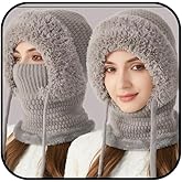 3 in 1 Beanie Hat with Scarf and Mask 3 in 1 Winter Hat for Women Balaclava Ski Mask