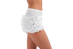Fun Shack White Ruffle Shorts, Women Bloomers Shorts, Lace Ruffle Bloomer