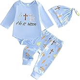 Twopumpkin Easter Baby Boy Outfit Newborn Long Sleeve Bunny Lamb Onesie Romper+Pants+Hat Infant Toddler Clothes Set