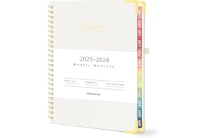 Forvencer Academic Planner 2025-2026, Hardcover Weekly & Monthly Calendar Planner, July 2025 - June 2026, 6" x 8", Daily Agenda Book with Tabs, College Organizer Notebook, School Supplies for Student Teacher Classroom, Beige