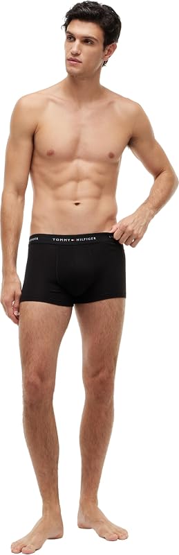 Herren 3er Pack Boxershorts Trunks aus Baumwolle mit Stretch, Mehrfarbig (Grey Heather/Black/White), S — Foto 4 von 6