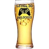 Onebttl 30th Birthday Gifts for Men or Him - 15oz Beer Glass - 30 Years Old Birthday Pint Glass Gifts for Brother, Husband or Uncle - Level 30 Unlocked