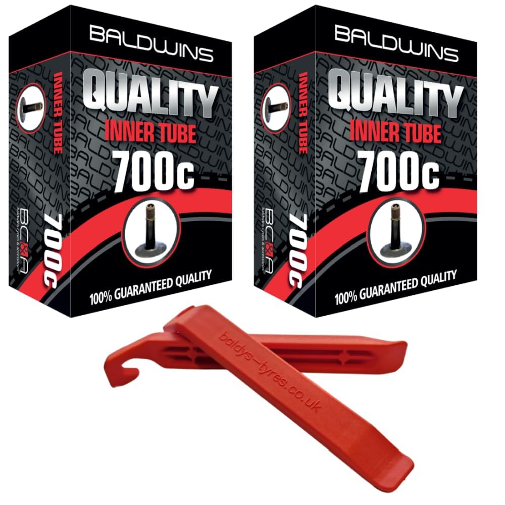 Baldwins Bike Inner Tube 700 x 35c to 45c Schrader Valve & BALDY'S TYRE LEVER (Pack of 2)