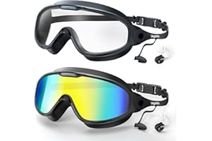 VegoVia Adult Swim Goggles 2 Pack, Anti-Fog 180° Wide View UV Protection Pool Swimming Goggles for Adult Youth Men Women
