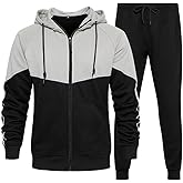 MANTORS Men's Hooded Athletic Tracksuit Casual 2 Pieces Suits Color Block Hoodies and Sweatpants Set