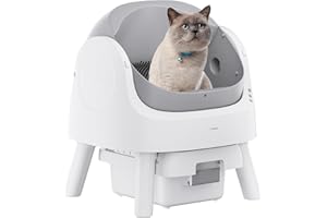 PETPIVOT Self Cleaning Cat Litter Box, Open Top Litter Box for Multiple Cats, Automatic Cat Litter Box with Liners and Mat Included, Grey