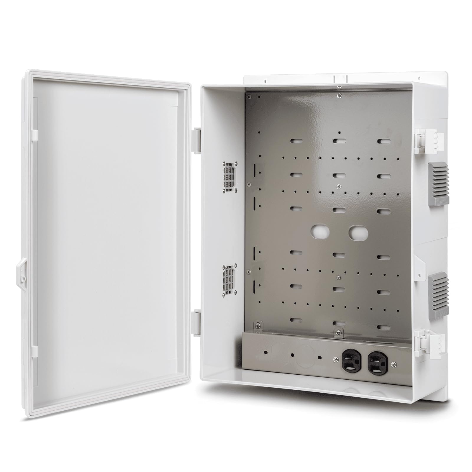 Photo 1 of Namunanee Outdoor Electrical Junction Box with High Power Outlet, ABS Water Resistant Enclosure with Internal Mounting Panel & Hinged Cover. (18.1"H* 12.6"L* 6.3"W & Outlet)