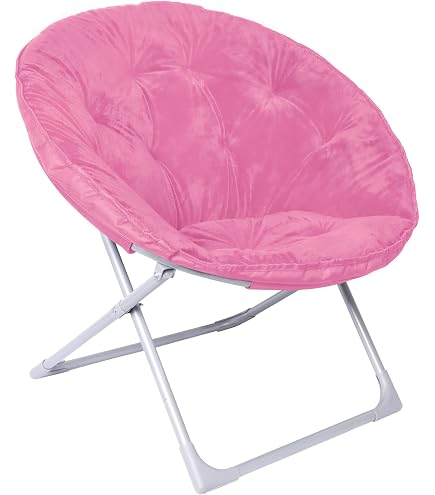 Comfy Saucer Chair - XL Faux Fur Lounge Chair, Foldable, Gold Metal Frame, 225 Lb Capacity, For Bedroom & Living Room