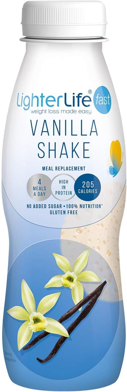 LighterLife Fast Vanilla Shake, Gluten Free, High Protein Meal Replacement, Tray of 12 x 330ml Servings
