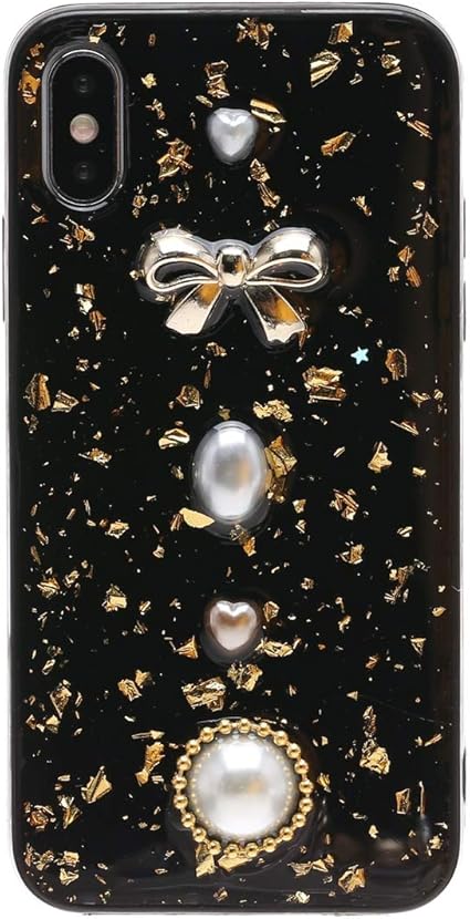 Amazon Onlyou 金箔 ゴールド リボン パール シンプル 個性的 面白い おもしろ クリア 透明 キラキラ ケース 可愛い お洒落 Iphoneケース Iphone7 Iphone8 Iphonese2 Iphonex Iphonexs スマホケース 携帯ケース 家電 カメラ オンライン通販