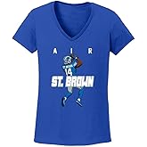 Amon Ra St Brown AIR Detroit Ladies V-Neck Shirt T-Shirt