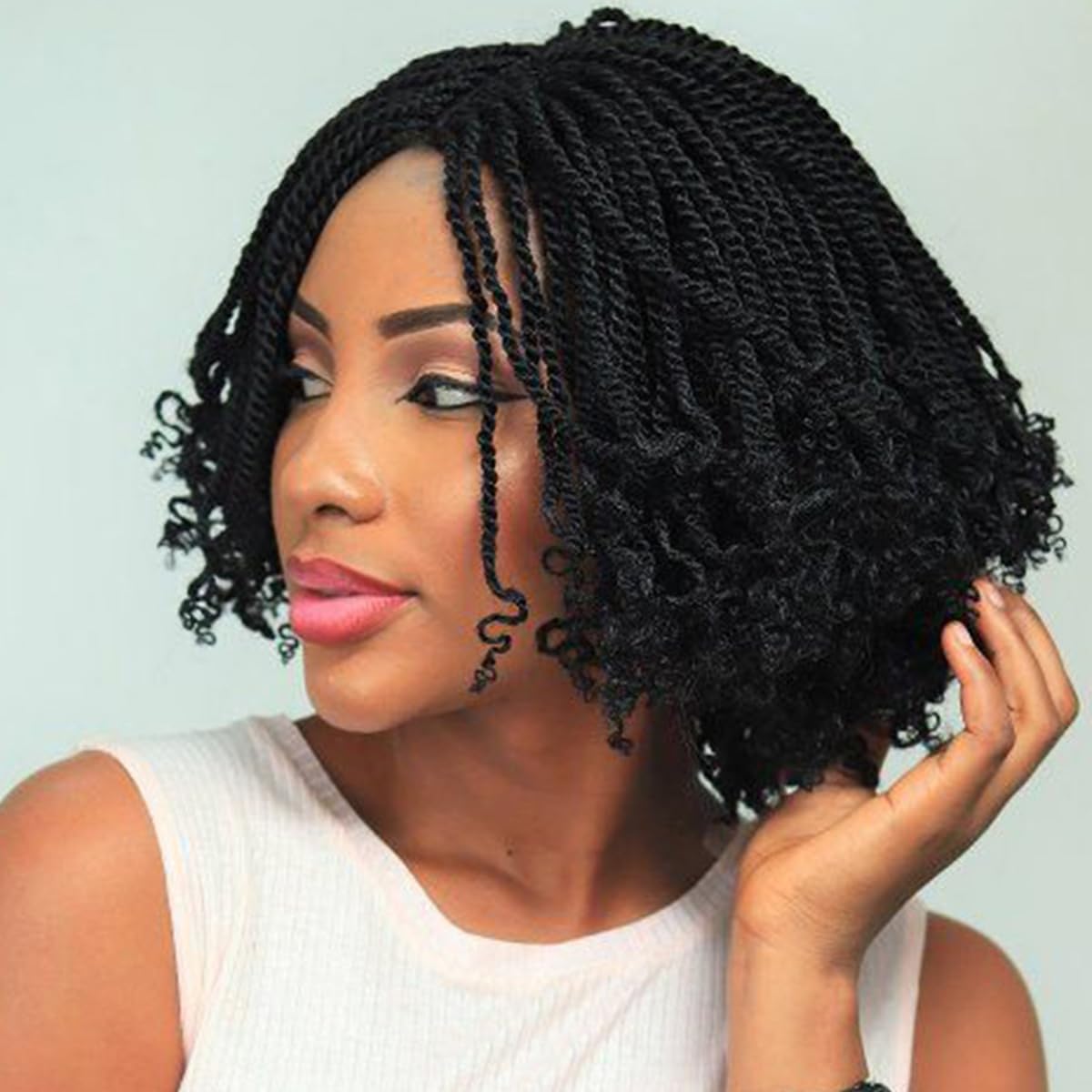 Mscat 8 Inch Wavy Senegalese Crochet Hair - 8 Packs Pre-Looped Passion Twist With Curly Ends - Synthetic Havana Twist Braiding Hair Extension for Women & Kids - 1B# — image 1