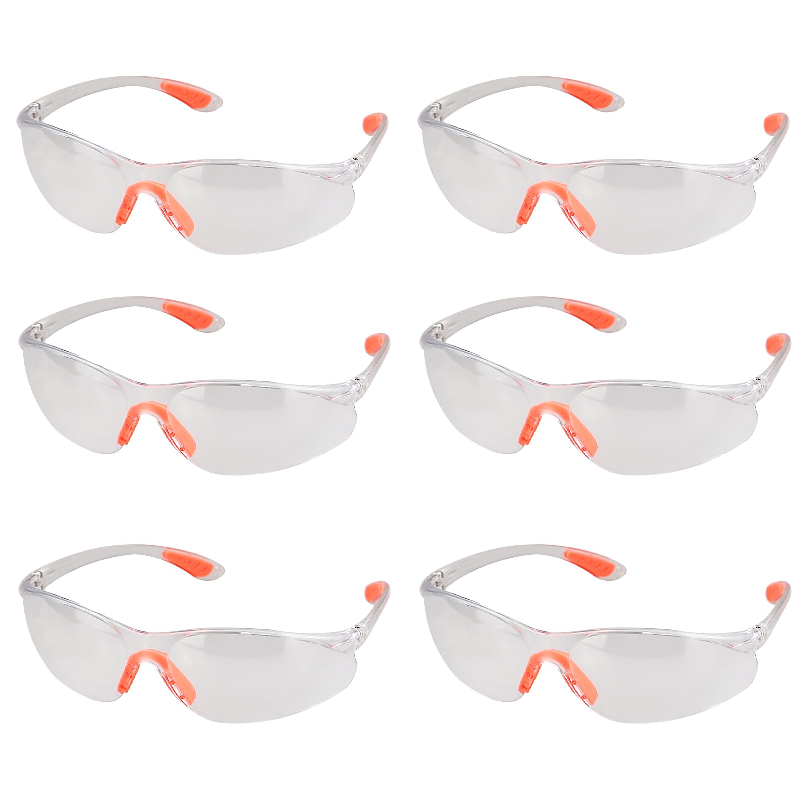 HXMJIED 6 Pcs Eye Protection Glasses, Transparent White Safety Goggles,Protective Equipment Security Glasses,Anti Fog Safety Glasses for Work, Personal Protective Equipment,for Construction,Laboratory