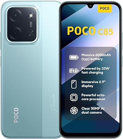 XIAOMI Poco C85, Smartphone 6+128GB, 6,9" 120Hz Display 7,99mm Design, MediaTek Helio G81-Ultra Octa-Core, 50MP AI-Zweifach-Kamera, 6000mAh, Green, Ladegerät Nicht im Lieferumfang enthalten