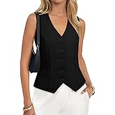 BLENCOT Linen Vest Tops for Women Slim Fitted Sleeveless Button Down Work Blazer Waistcoat Going Out Tops for Office