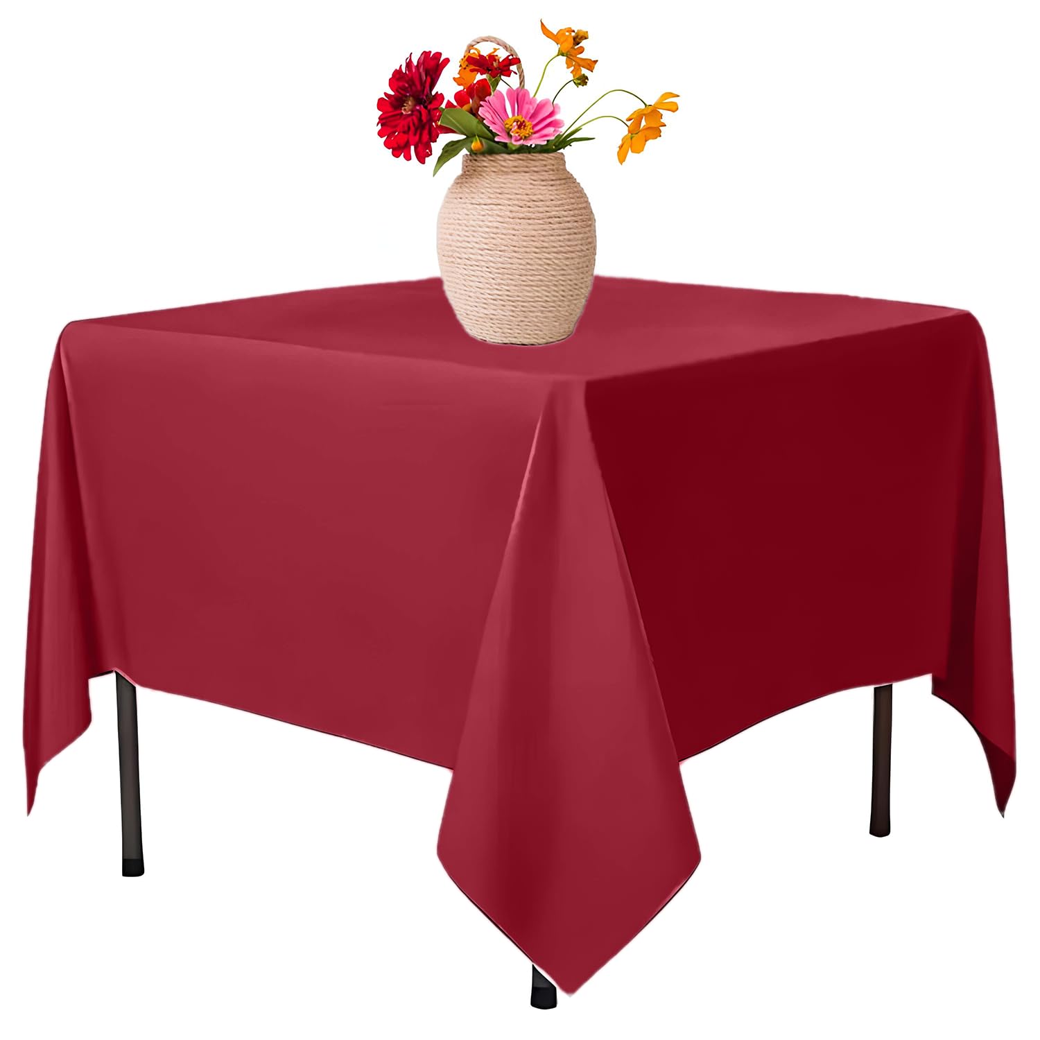 Elegant Event Essentials-Polyester Square Table Plain Cloth/Cover – For Home Décor Wedding Parties Dining Table Cafe Restaurant & Banquet- Stain & Wrinkle-Free-Washable 35 x 35 Inch Burgundy