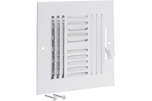 EZ-FLO 8 x 8 Inch (Duct Opening) Air Vent Cover for Wall or Ceiling, Four-Way Ventilation Register, Solid Steel HVAC Register Cover, White, 61618