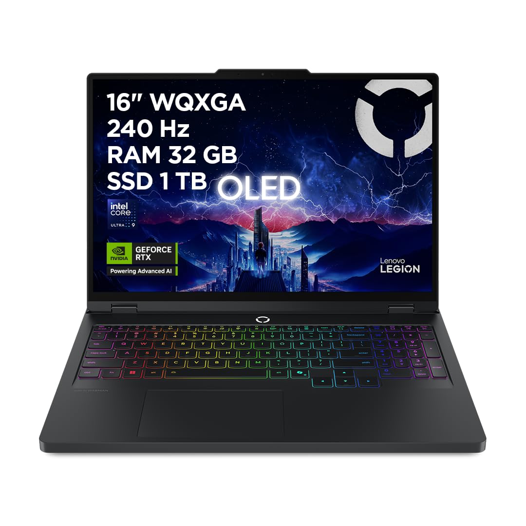 Lenovo Legion Pro 5 Gaming AI Laptop | 16" WQXGA OLED 240Hz | Intel Core Ultra 9 275HX | 32GB RAM | 1TB SSD | NVIDIA GeForce RTX 5070Ti | Windows 11 | QWERTZ | Schwarz | 3 Monate GamePass