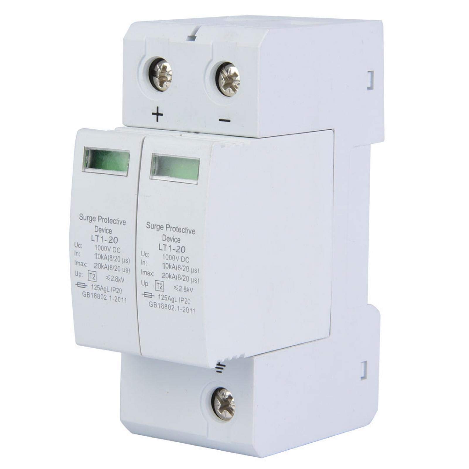 2 Poles Surge Protective Device 2P20KA& 2P40KA DC Photovoltaic Lightning Protector Low-Voltage Arrester(2P20KA)