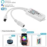 Nexlux WiFi Wireless LED Smart Controller Alexa Google Home IFTTT Compatible,Working with Android ,IOS System, GRB and RGB LED Strip Lights DC 12V 24V(No power adapter included)