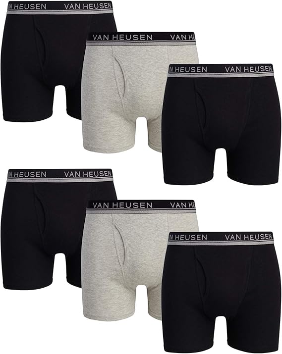 Van Heusen Men’s Underwear Stretch Cotton Boxer Briefs (6 Pack) at