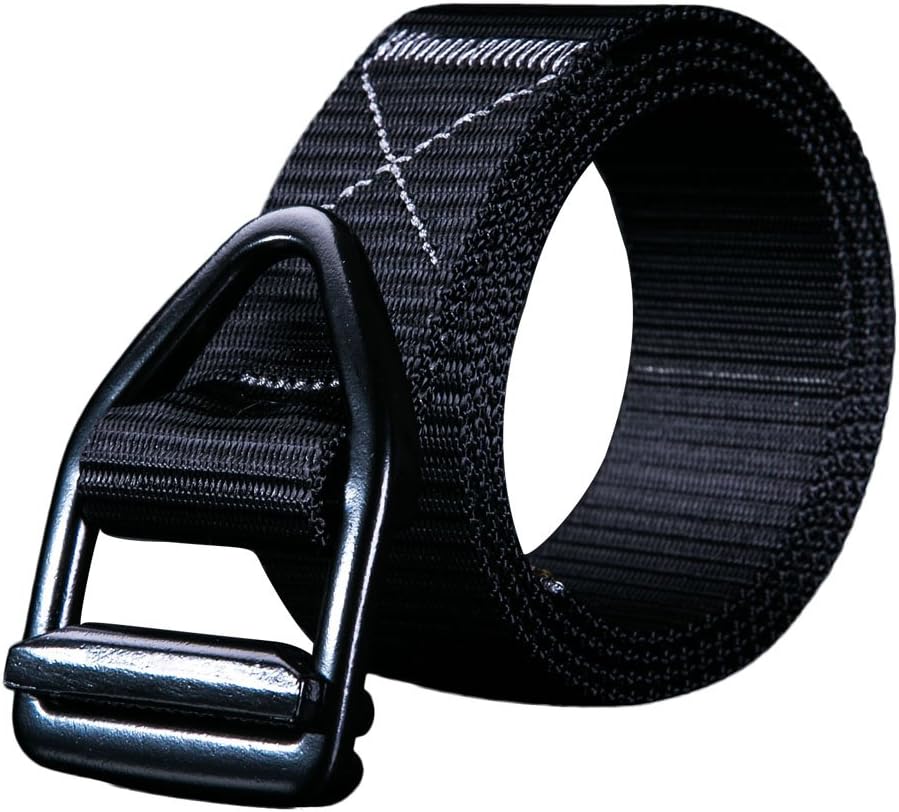 Men's Nylon Material Tactical Belt (Black, Small)