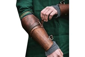 Syktkmx Gauntlet Wristband Medieval Vambrace Arm Cuff Armor Buckled Punk Gothic Faux Leather Costume Bracer