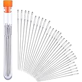 30 PCS Large Eye Hand Sewing Needles 6 Sizes Embroidery Needles Knitting Needles Stitching Needles Needle Storage Tube for Se