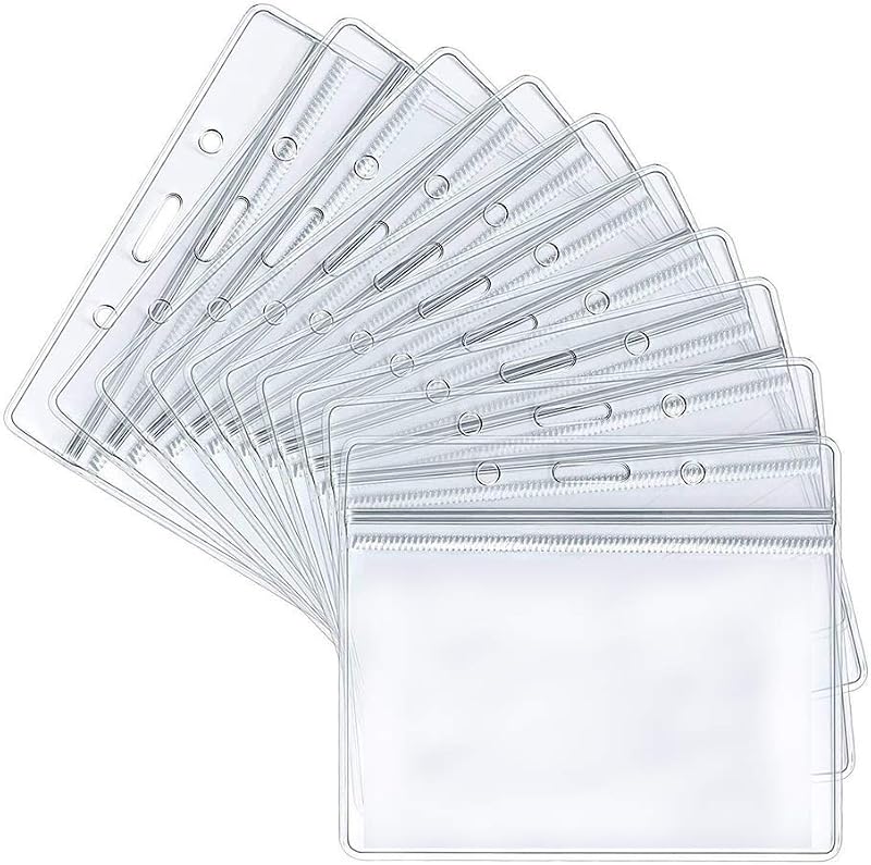 BEHAHAI 40 Pcs Transparent Horizontal Waterproof Name Tag Badge Holders 10x8.5