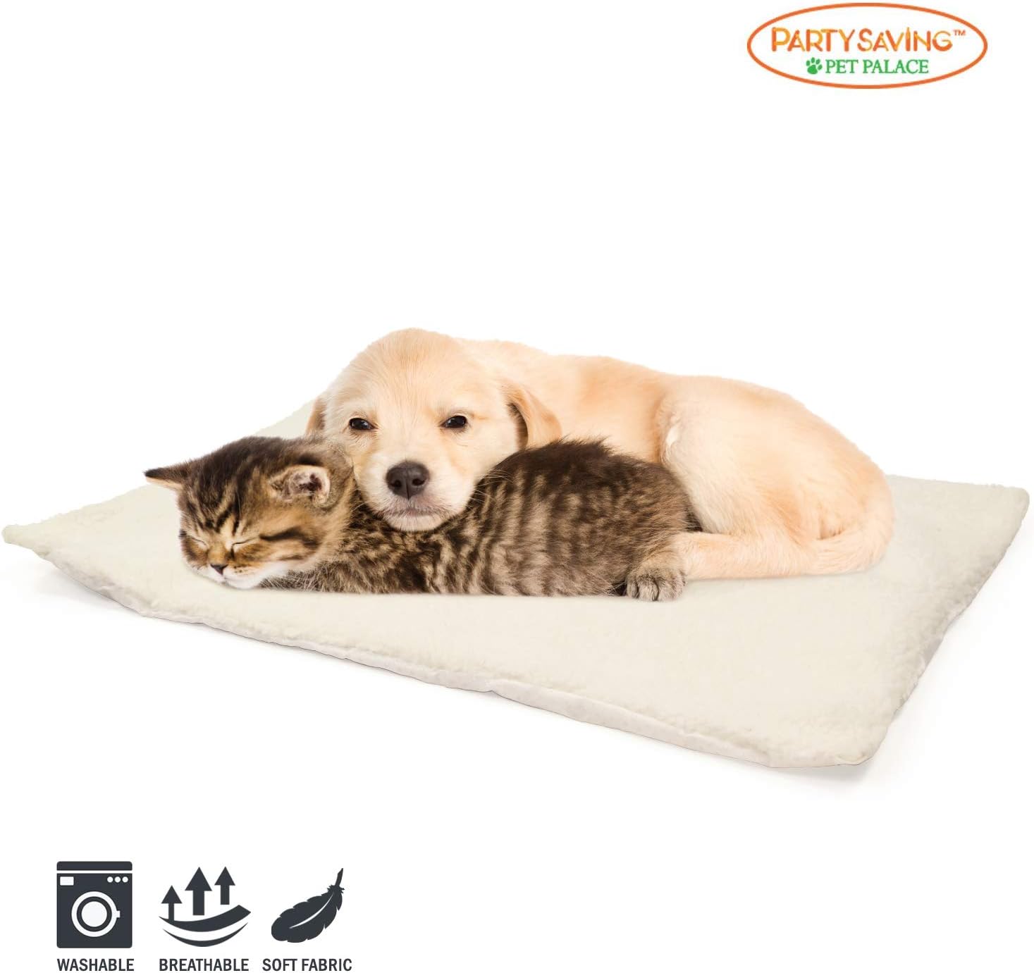 PARTYSAVING Self Heating Snooze Pad Pet Bed Mat for Pets Cats, Dogs and Kittens for Travel or Home, APL1344, White : Pet Supplies