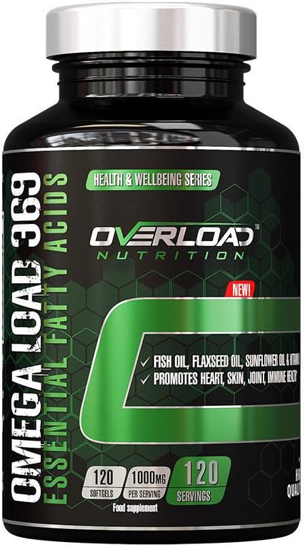 Overload Nutrition Omega 369 Healthy Skin 120 Softgels (Omega 3 6 & 9 Omega369 Boost Brain Function Essential Fatty Acids)