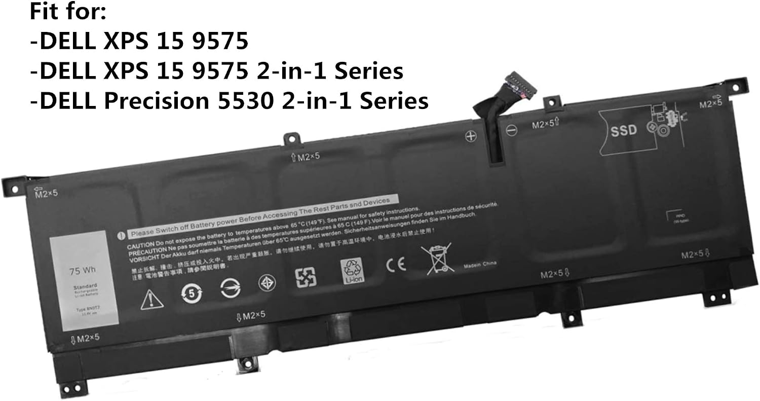 ASKC 8N0T7 Laptop Battery for DELL XPS 15 9575 P73F001 15-9575-D1605TS 15-9575-D1805TS Precision 5530 2-in-1 Series Notebook 08N0T7 TMFYT 0TMFYT 11.4V 75Wh 6-Cell - Image 4